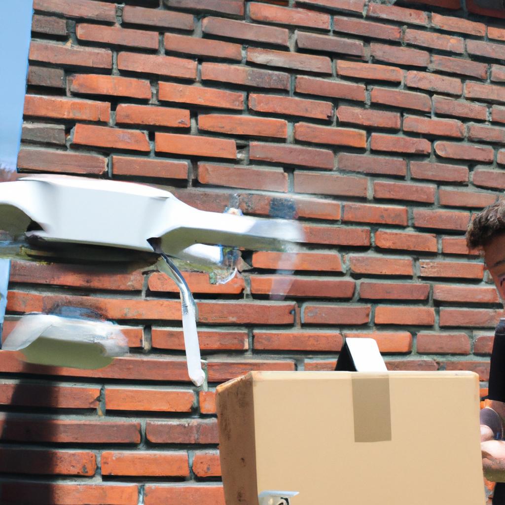 Person operating delivery drone technology